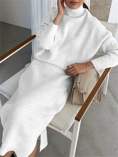 POWQUE URBAN STYLE Cozy Knit Dress Set for Women - POWQUE URBAN STYLE