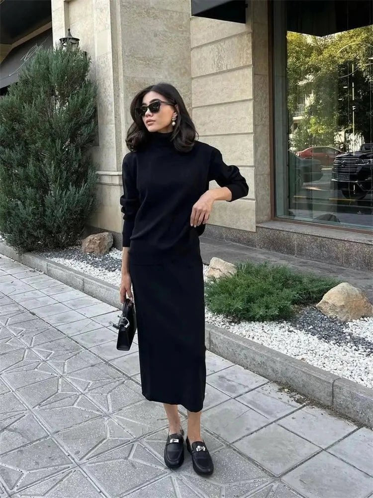 POWQUE URBAN STYLE Cozy Knit Dress Set for Women - POWQUE URBAN STYLE