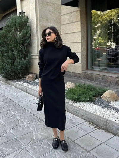 POWQUE URBAN STYLE Cozy Knit Dress Set for Women - POWQUE URBAN STYLE
