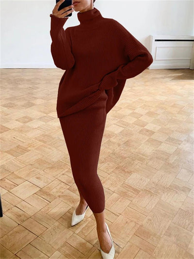 POWQUE URBAN STYLE Cozy Knit Dress Set for Women - POWQUE URBAN STYLE