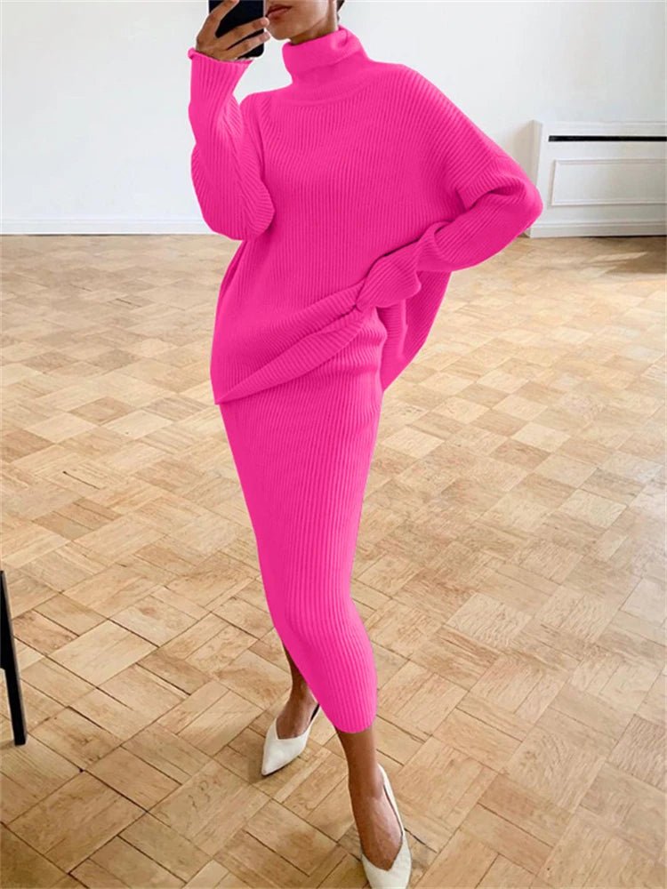 POWQUE URBAN STYLE Cozy Knit Dress Set for Women - POWQUE URBAN STYLE