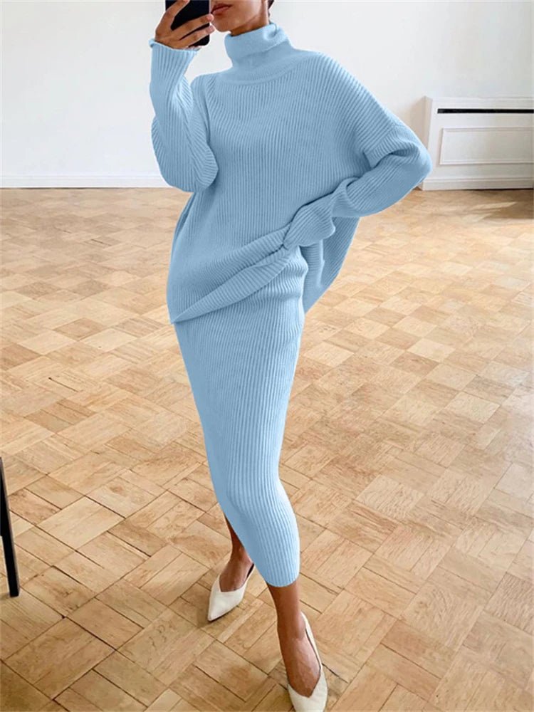 POWQUE URBAN STYLE Cozy Knit Dress Set for Women - POWQUE URBAN STYLE
