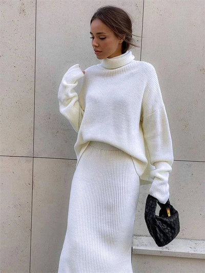 POWQUE URBAN STYLE Cozy Knit Dress Set for Women - POWQUE URBAN STYLE