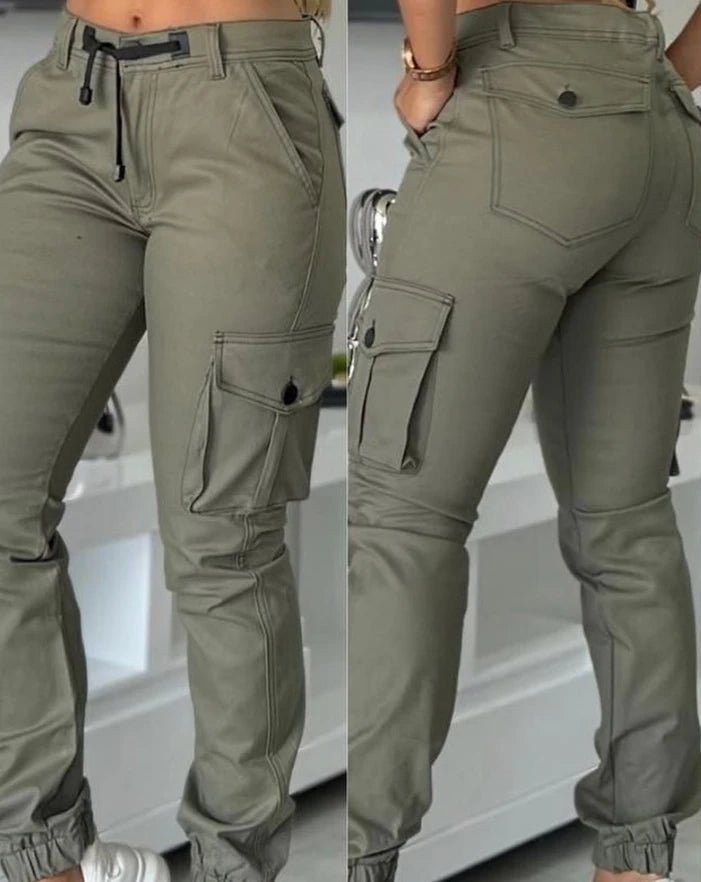 POWQUE URBAN STYLE Cuffed Cargo Work Pants for Women - POWQUE URBAN STYLE
