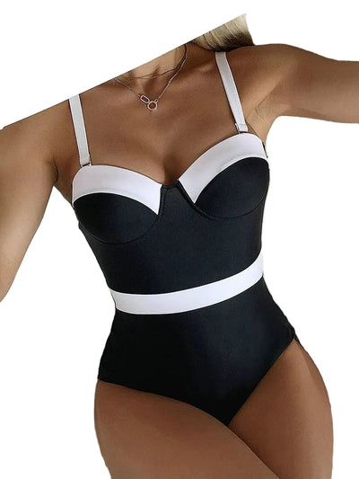 POWQUE URBAN STYLE Curvy Push Up One Piece Swimsuit - POWQUE URBAN STYLE