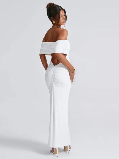 POWQUE URBAN STYLE Elegant High Split Backless Maxi Dress - POWQUE URBAN STYLE