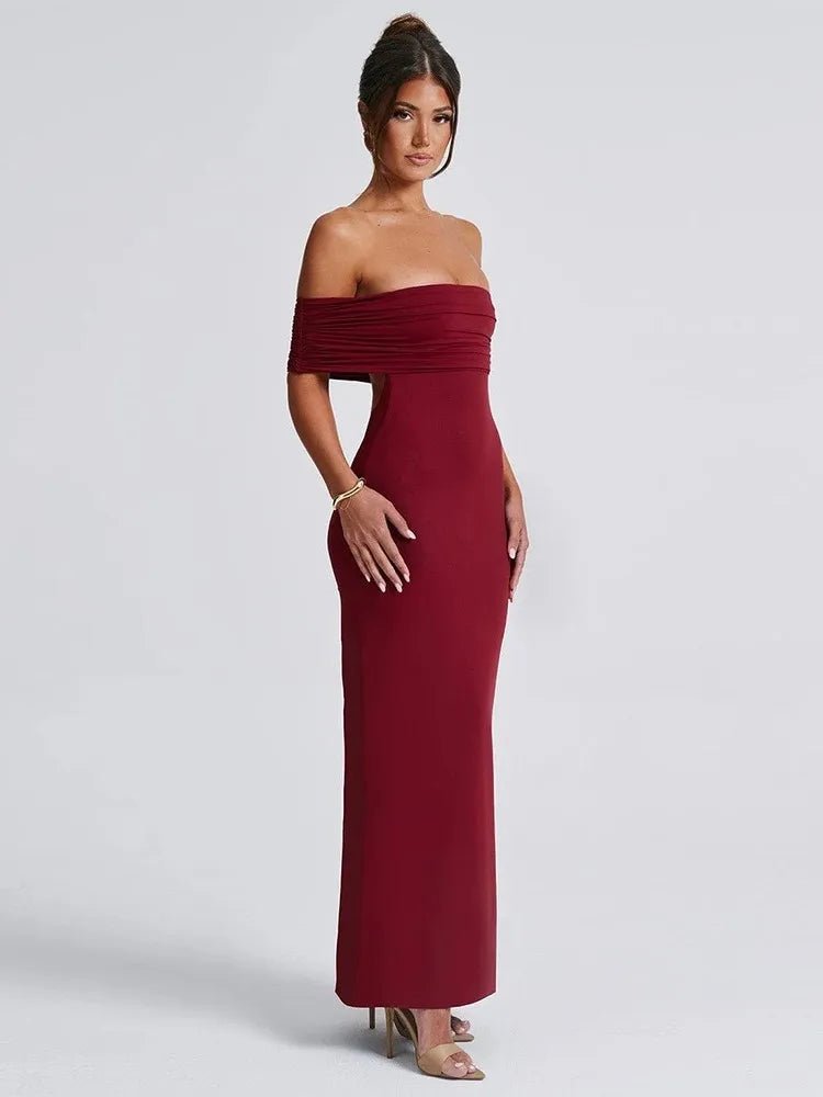 POWQUE URBAN STYLE Elegant High Split Backless Maxi Dress - POWQUE URBAN STYLE