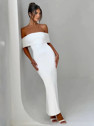 POWQUE URBAN STYLE Elegant High Split Backless Maxi Dress - POWQUE URBAN STYLE
