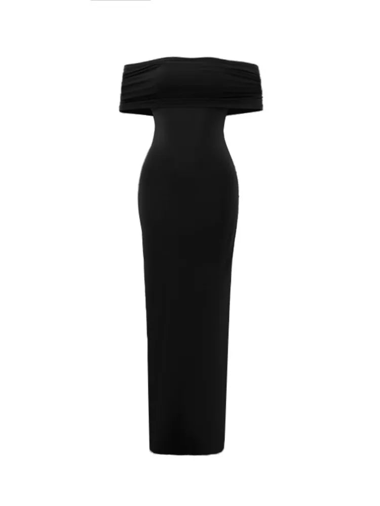 POWQUE URBAN STYLE Elegant High Split Backless Maxi Dress - POWQUE URBAN STYLE