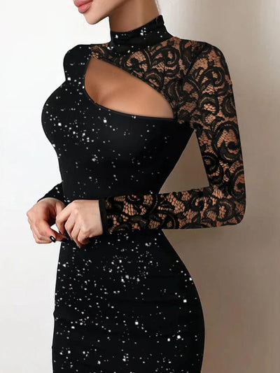 POWQUE URBAN STYLE Elegant Lace Bodycon Dress - POWQUE URBAN STYLE