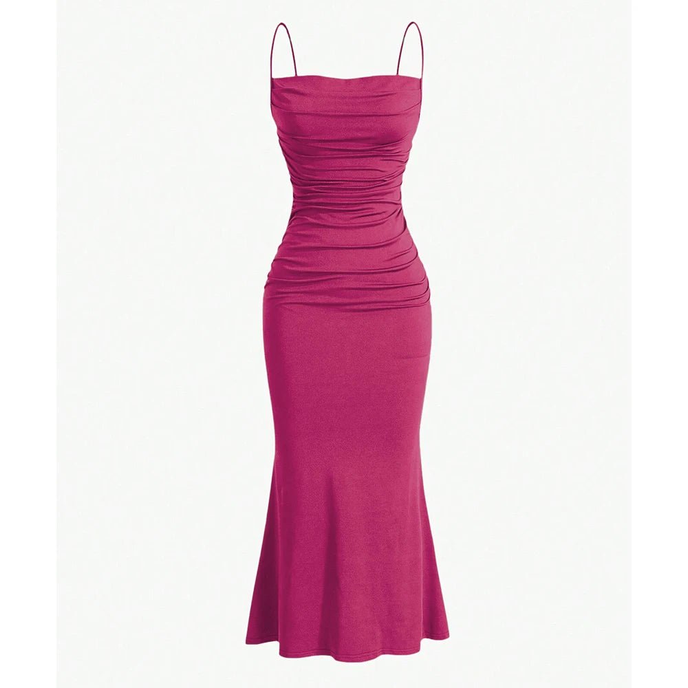 POWQUE URBAN STYLE Elegant Maxi Spaghetti Strap Dress - POWQUE URBAN STYLE