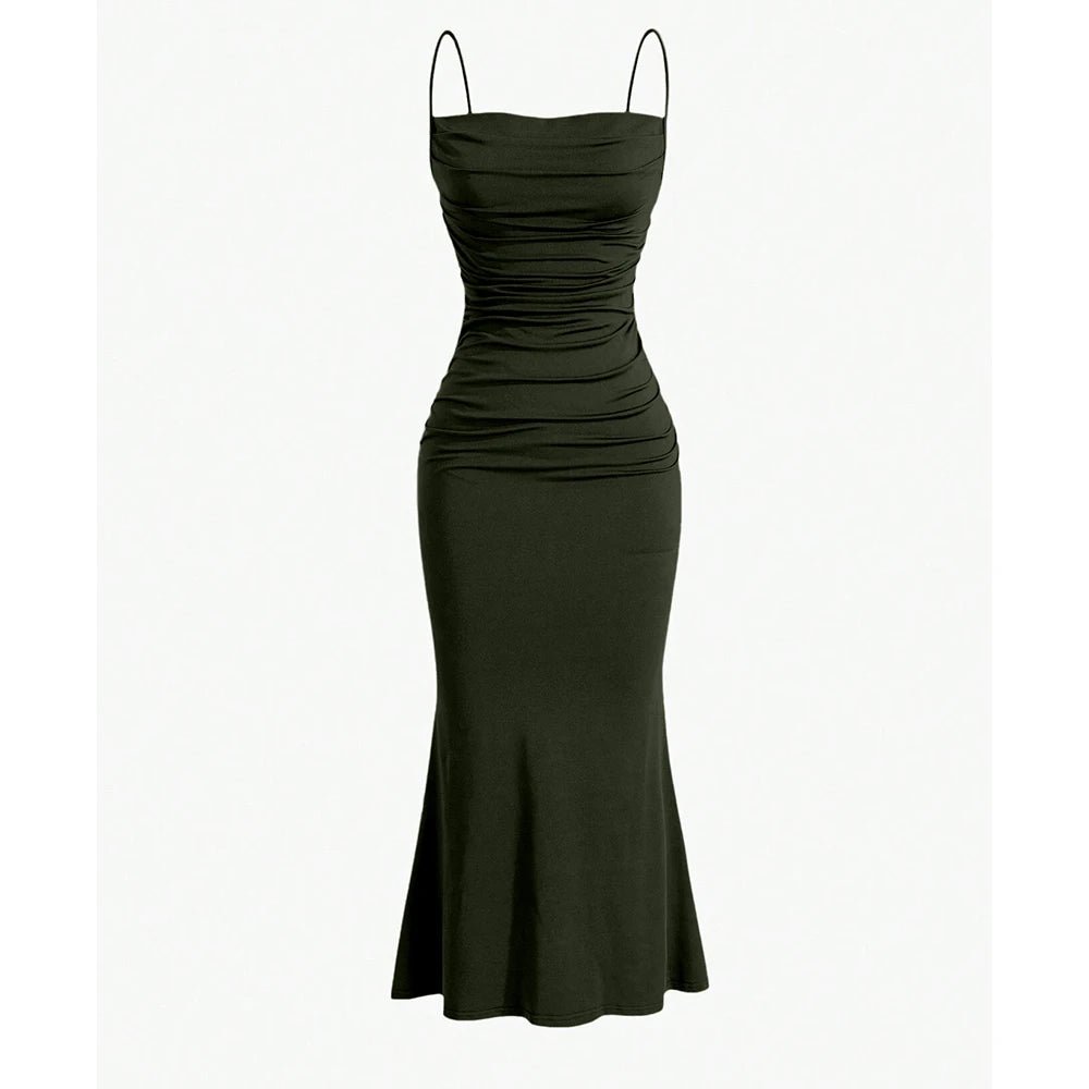 POWQUE URBAN STYLE Elegant Maxi Spaghetti Strap Dress - POWQUE URBAN STYLE