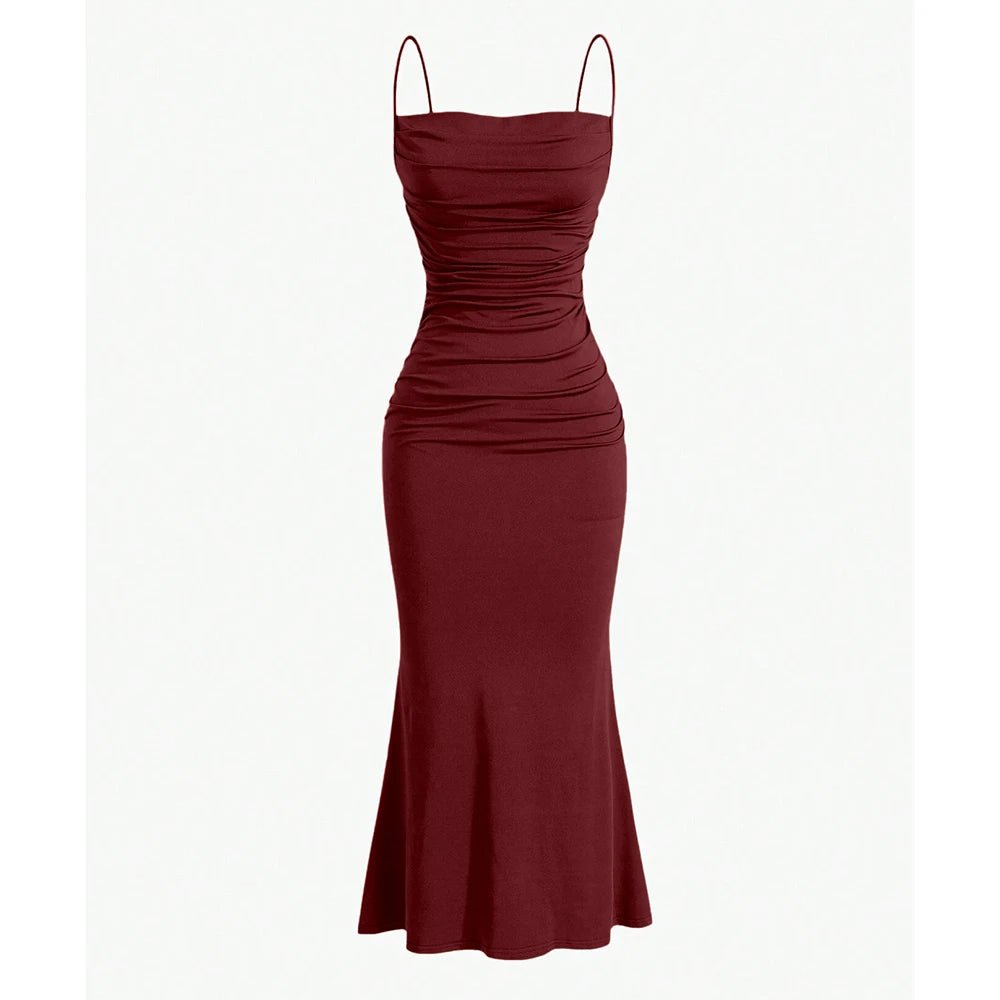 POWQUE URBAN STYLE Elegant Maxi Spaghetti Strap Dress - POWQUE URBAN STYLE