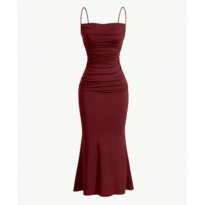 POWQUE URBAN STYLE Elegant Maxi Spaghetti Strap Dress - POWQUE URBAN STYLE