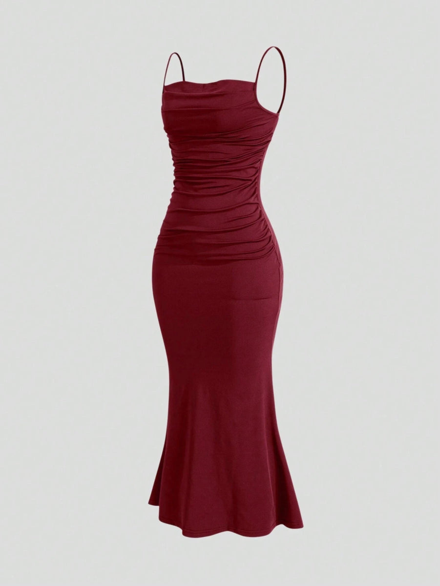POWQUE URBAN STYLE Elegant Maxi Spaghetti Strap Dress - POWQUE URBAN STYLE