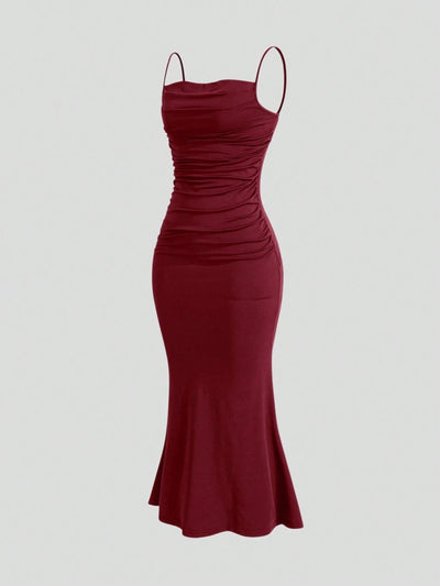 POWQUE URBAN STYLE Elegant Maxi Spaghetti Strap Dress - POWQUE URBAN STYLE
