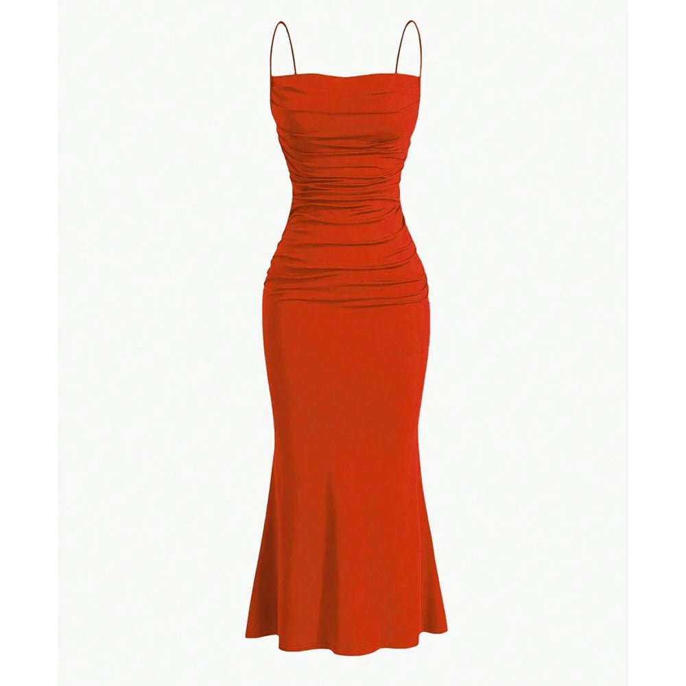 POWQUE URBAN STYLE Elegant Maxi Spaghetti Strap Dress - POWQUE URBAN STYLE