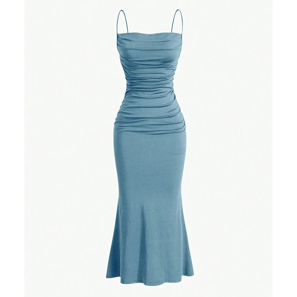 POWQUE URBAN STYLE Elegant Maxi Spaghetti Strap Dress - POWQUE URBAN STYLE