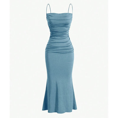 POWQUE URBAN STYLE Elegant Maxi Spaghetti Strap Dress - POWQUE URBAN STYLE