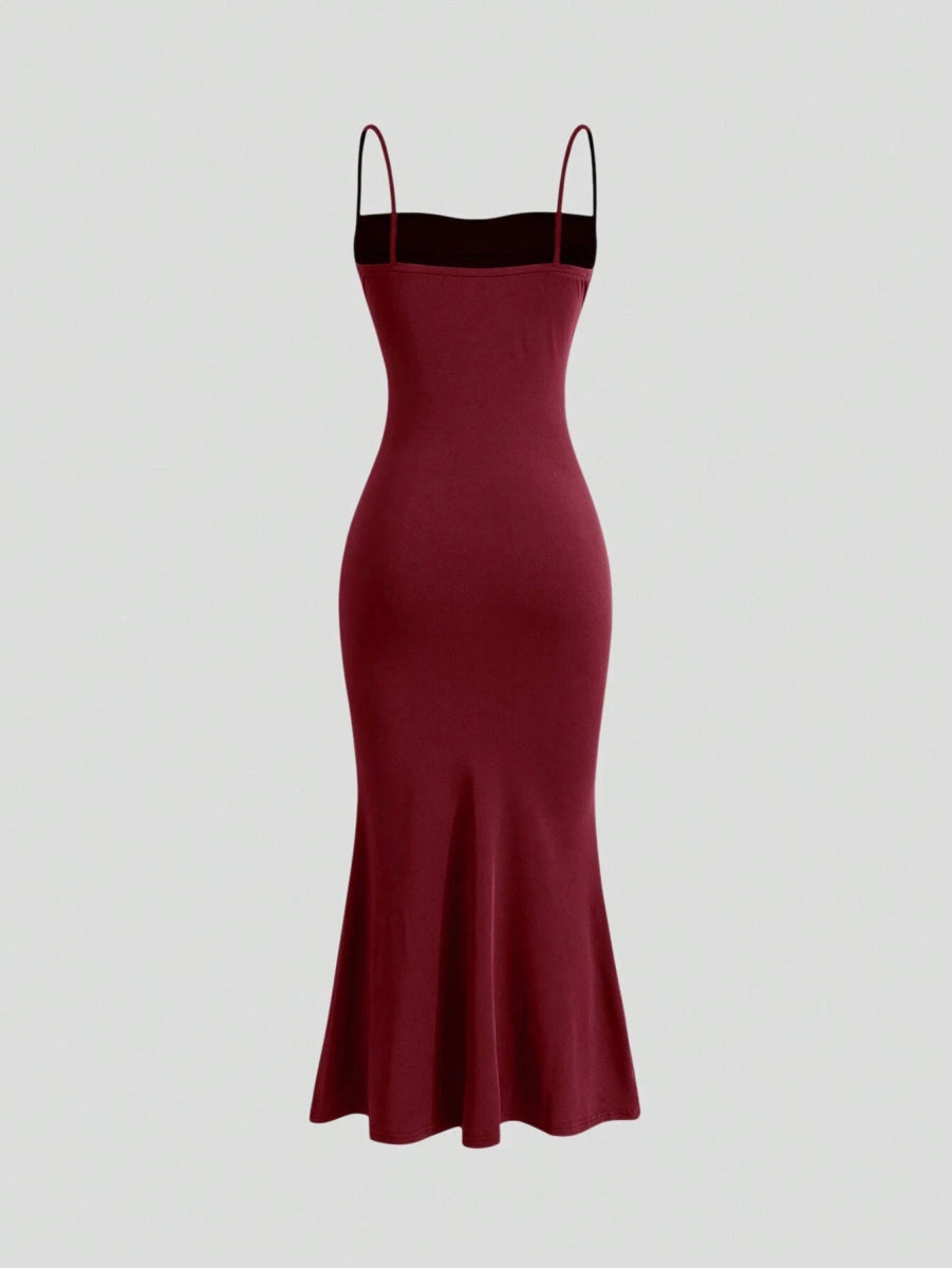 POWQUE URBAN STYLE Elegant Maxi Spaghetti Strap Dress - POWQUE URBAN STYLE