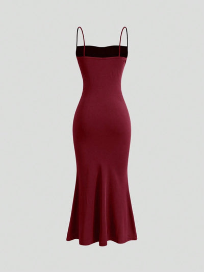 POWQUE URBAN STYLE Elegant Maxi Spaghetti Strap Dress - POWQUE URBAN STYLE
