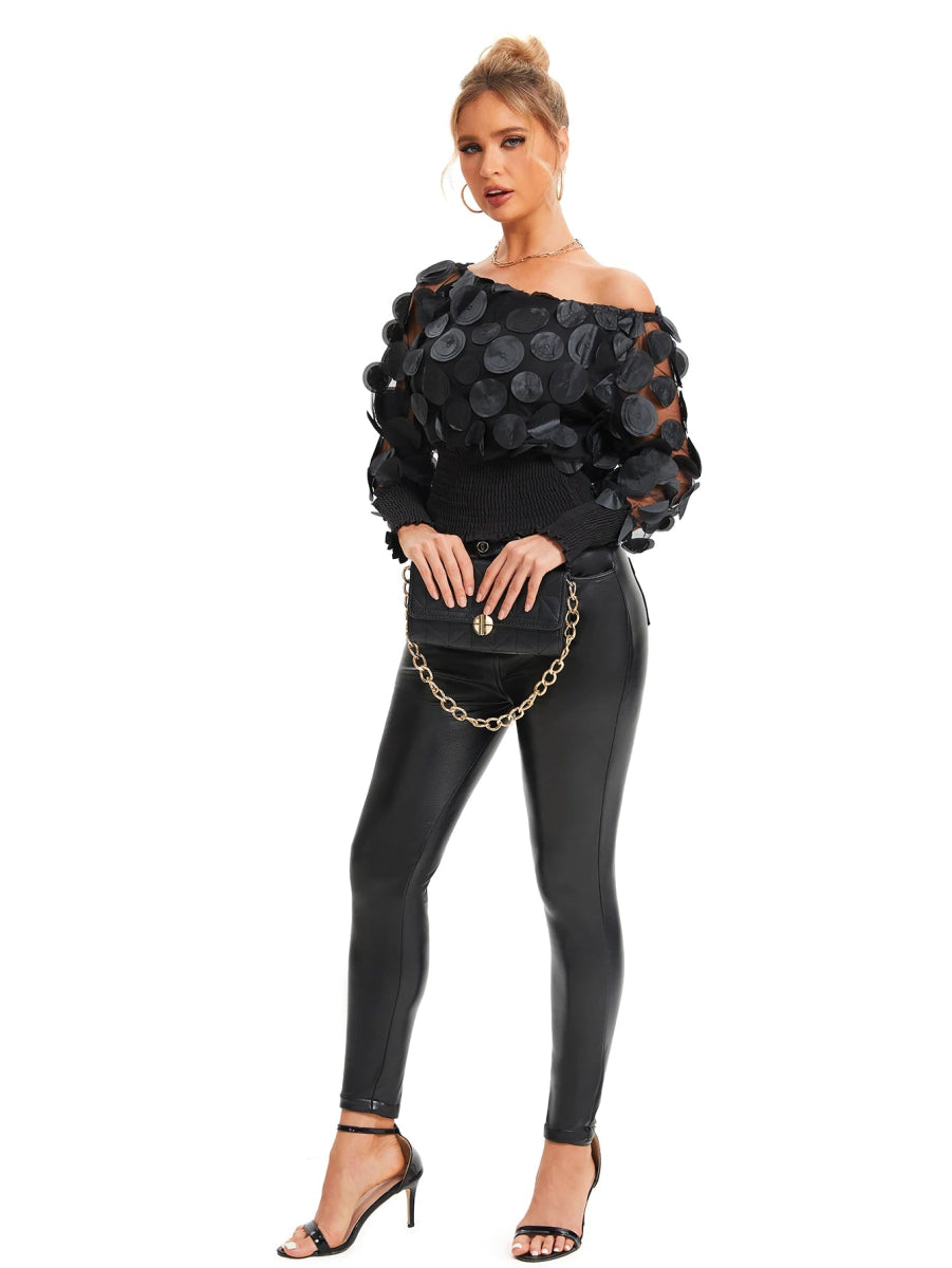 POWQUE URBAN STYLE Elegant Slant Shoulder Blouse - POWQUE URBAN STYLE