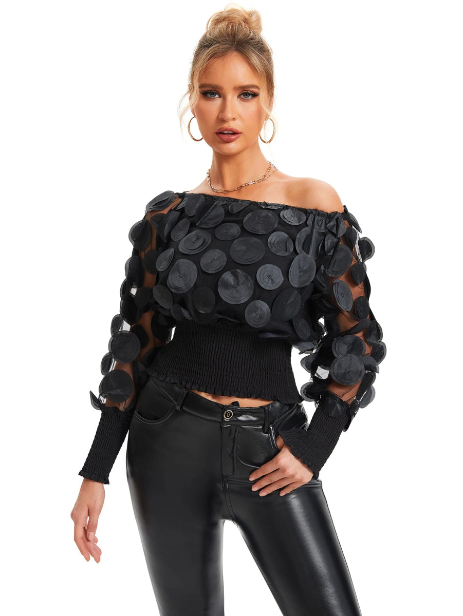 POWQUE URBAN STYLE Elegant Slant Shoulder Blouse - POWQUE URBAN STYLE
