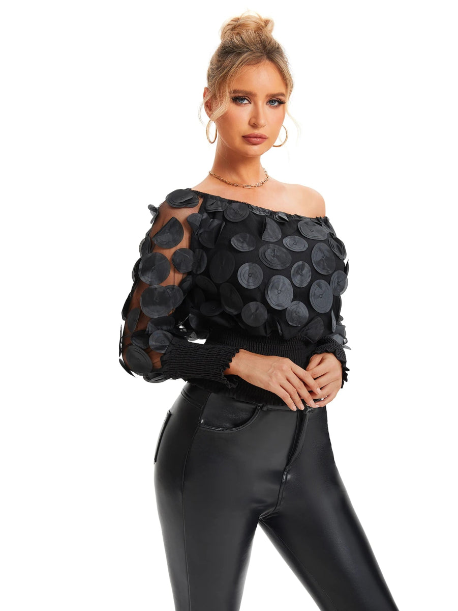 POWQUE URBAN STYLE Elegant Slant Shoulder Blouse - POWQUE URBAN STYLE