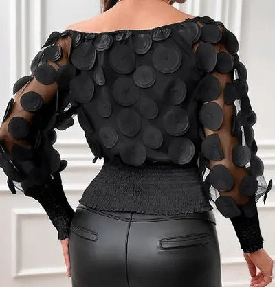 POWQUE URBAN STYLE Elegant Slant Shoulder Blouse - POWQUE URBAN STYLE