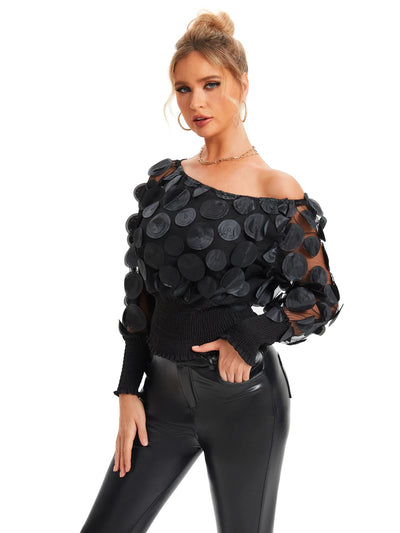 POWQUE URBAN STYLE Elegant Slant Shoulder Blouse - POWQUE URBAN STYLE