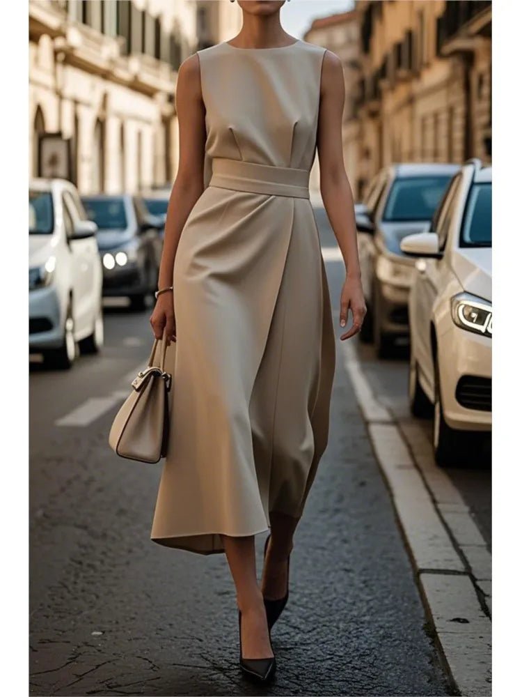 POWQUE URBAN STYLE Elegant Sleeveless Summer Dress - POWQUE URBAN STYLE