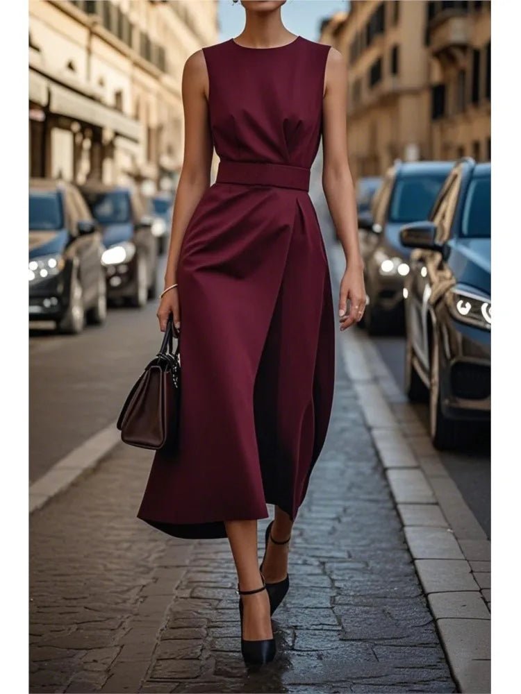POWQUE URBAN STYLE Elegant Sleeveless Summer Dress - POWQUE URBAN STYLE
