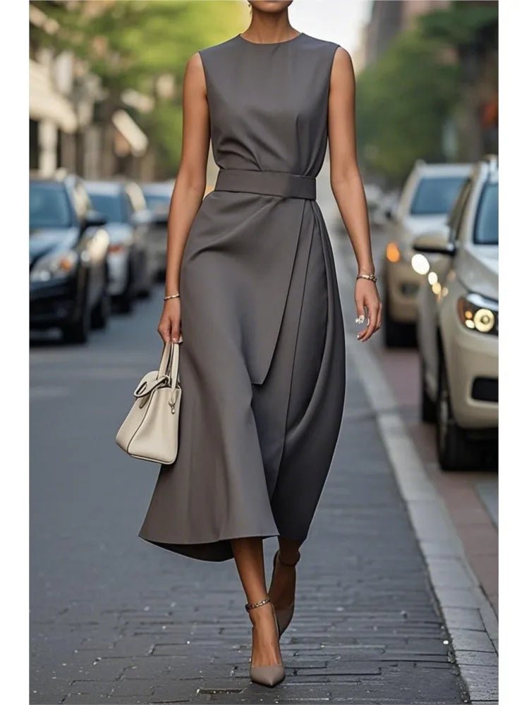 POWQUE URBAN STYLE Elegant Sleeveless Summer Dress - POWQUE URBAN STYLE