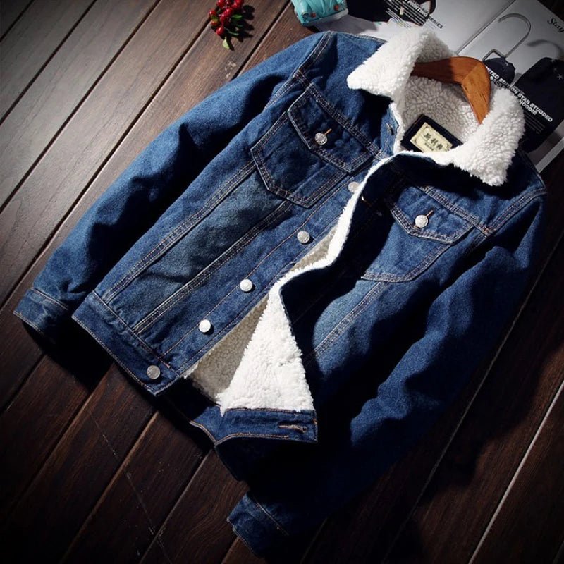 POWQUE URBAN STYLE Fleece Lined Jean Jacket for Winter - POWQUE URBAN STYLE