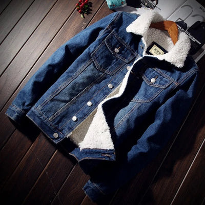 POWQUE URBAN STYLE Fleece Lined Jean Jacket for Winter - POWQUE URBAN STYLE