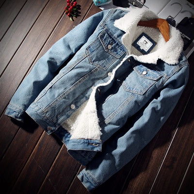 POWQUE URBAN STYLE Fleece Lined Jean Jacket for Winter - POWQUE URBAN STYLE