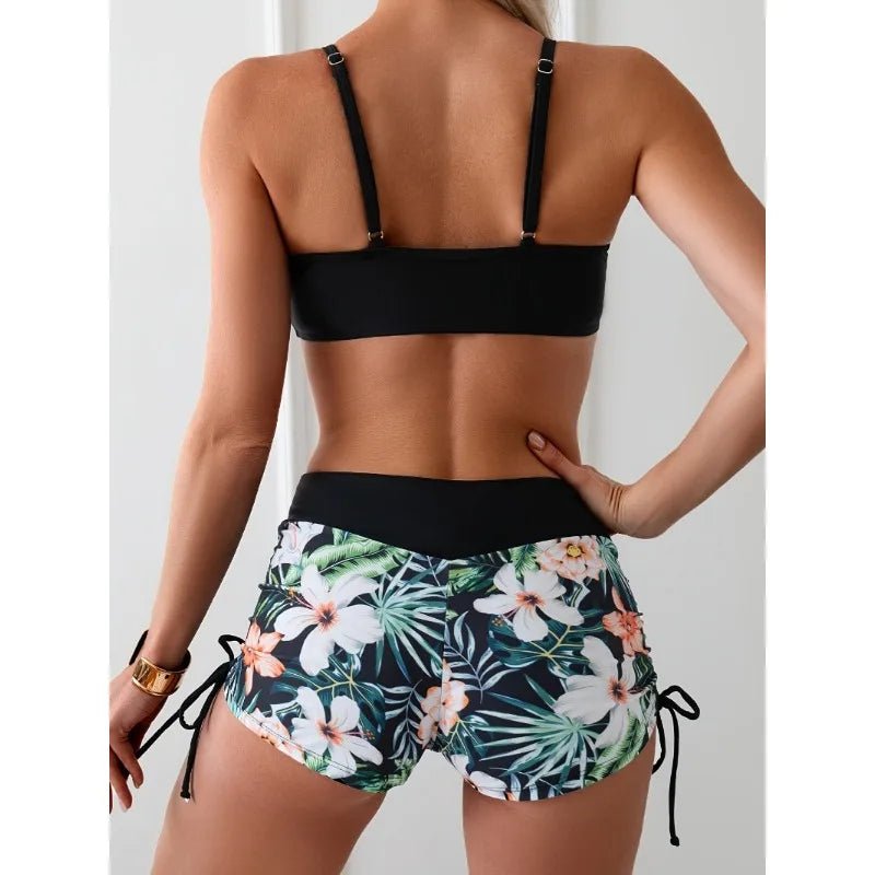 POWQUE URBAN STYLE Floral High Waist Swimsuit Set - POWQUE URBAN STYLE