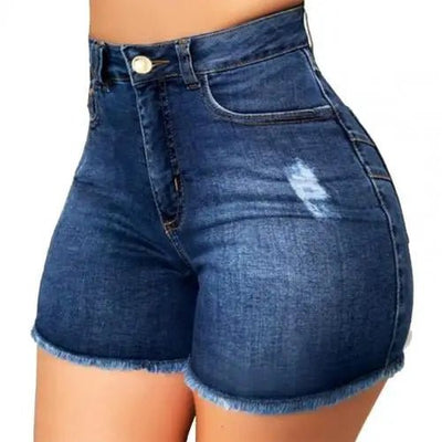 POWQUE URBAN STYLE High Waist Denim Shorts for Women - POWQUE URBAN STYLE