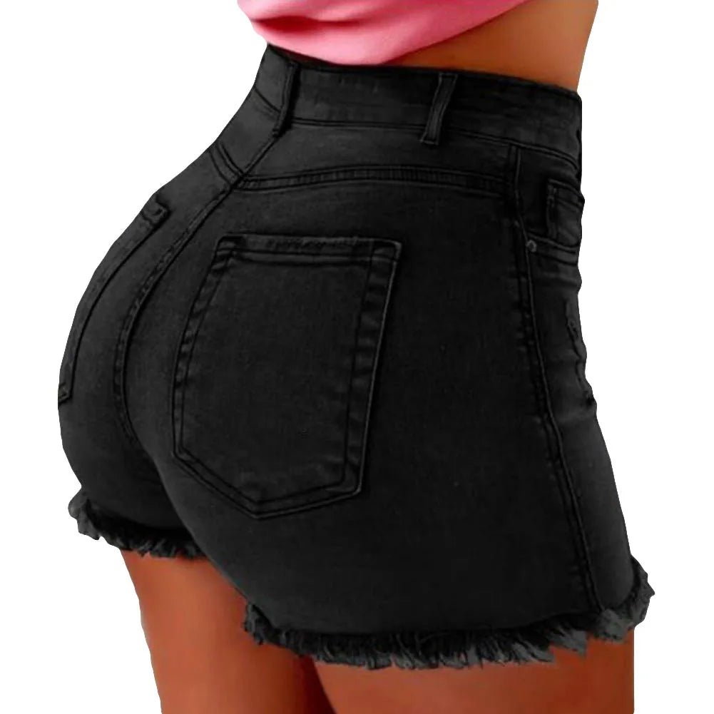 POWQUE URBAN STYLE High Waist Denim Shorts for Women - POWQUE URBAN STYLE