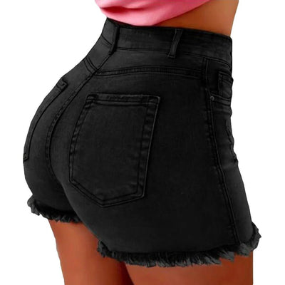 POWQUE URBAN STYLE High Waist Denim Shorts for Women - POWQUE URBAN STYLE