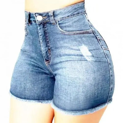 POWQUE URBAN STYLE High Waist Denim Shorts for Women - POWQUE URBAN STYLE