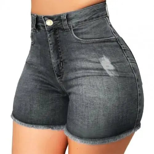 POWQUE URBAN STYLE High Waist Denim Shorts for Women - POWQUE URBAN STYLE
