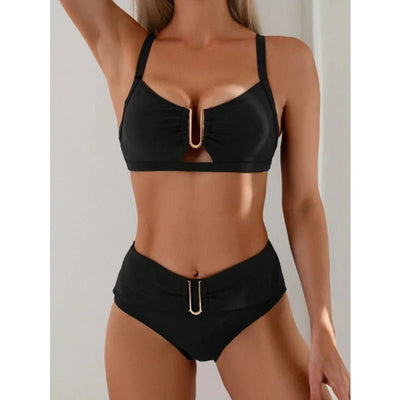 POWQUE URBAN STYLE High Waist Push Up Bikini Set - POWQUE URBAN STYLE