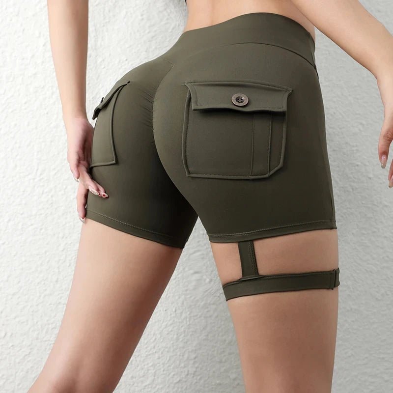 POWQUE URBAN STYLE High Waist Scrunch Butt Biker Shorts - POWQUE URBAN STYLE