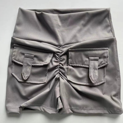 POWQUE URBAN STYLE High Waist Scrunch Butt Biker Shorts - POWQUE URBAN STYLE