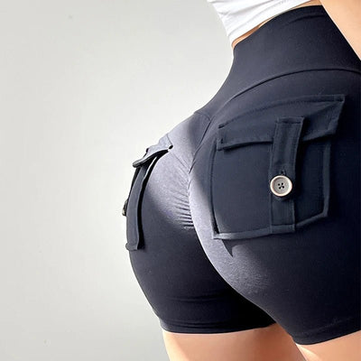POWQUE URBAN STYLE High Waist Scrunch Butt Biker Shorts - POWQUE URBAN STYLE