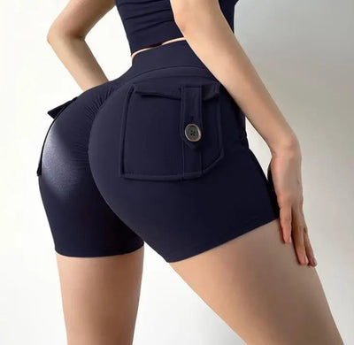 POWQUE URBAN STYLE High Waist Scrunch Butt Biker Shorts - POWQUE URBAN STYLE