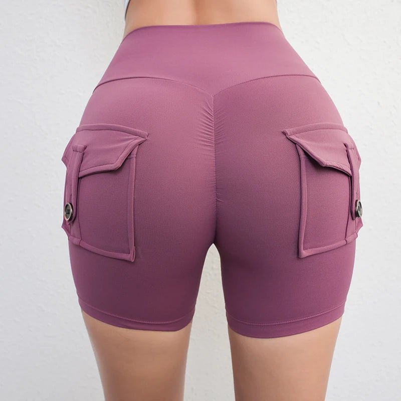 POWQUE URBAN STYLE High Waist Scrunch Butt Biker Shorts - POWQUE URBAN STYLE