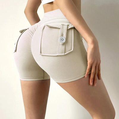 POWQUE URBAN STYLE High Waist Scrunch Butt Biker Shorts - POWQUE URBAN STYLE