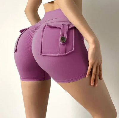 POWQUE URBAN STYLE High Waist Scrunch Butt Biker Shorts - POWQUE URBAN STYLE